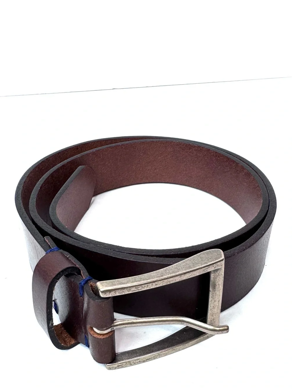 New Genuine Italian Leather Belt Made in Italy Brown Antique Brass Buckle Siz 32
